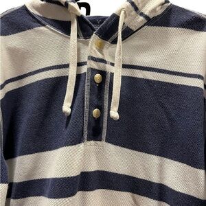 Striped Navy and White Men's Hoodie Shirt